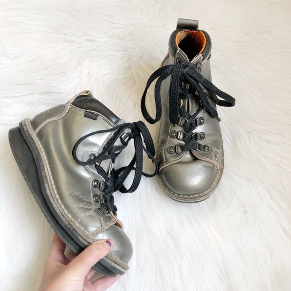 Jungla Shoes - JUNGLA Metallic Silver Ankle Hiking Combat Boot